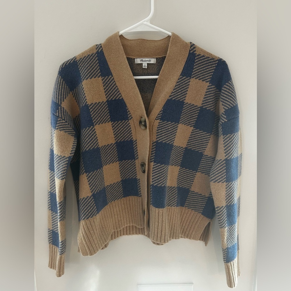 Madewell Bayberry Cardigan Sweater in Buffalo Check size XS - Picture 5 of 7